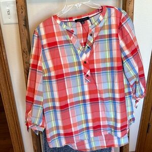 Picnic plaid 3/4 sleeve blouse from Tommy Hilfiger
